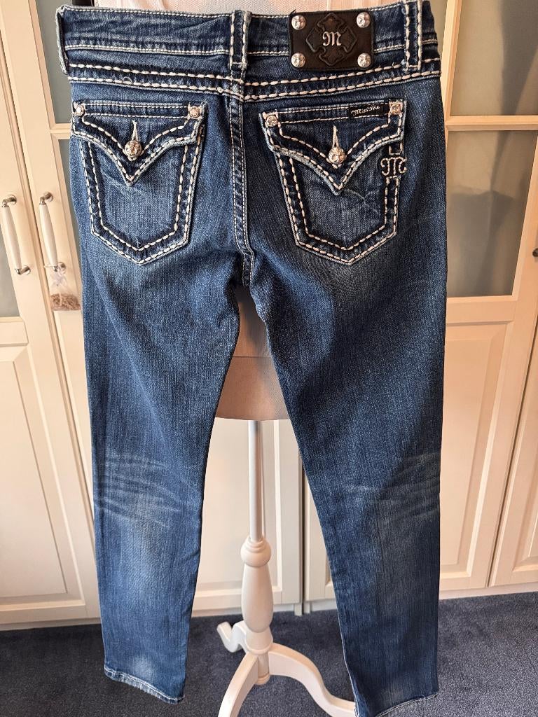 Blauwe jeans Miss Me 29/lang, 36-38/M, skinny, ZGAN., Ophalen of Verzenden, Nieuw, Blauw, W28 - W29 (confectie 36)