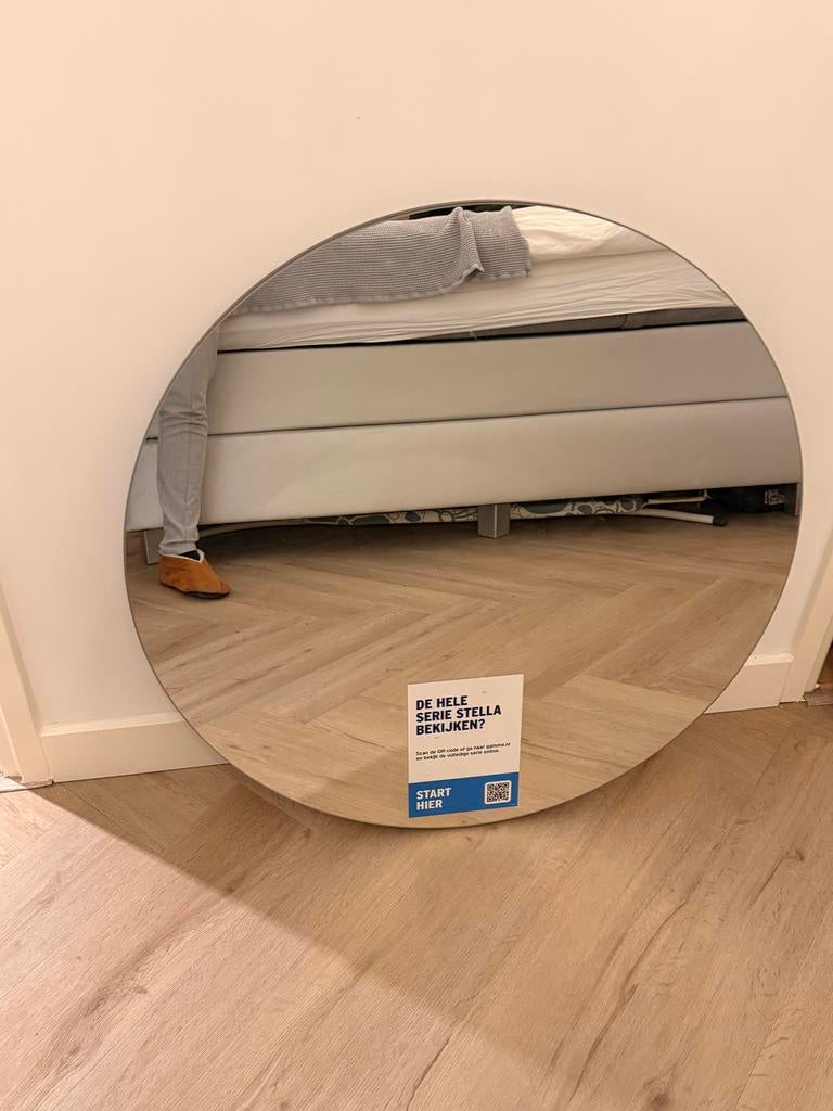 Badkamerspiegel 80/80 cm rond zwart, Ophalen, Nieuw, Roze