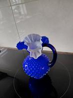 Blauwe kruik vaas met witte rand, Ophalen of Verzenden