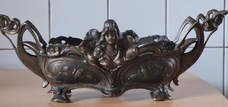 Jardinière.  Brons. Frankrijk.  Ca 1900. 49 cm., Antiek en Kunst, Curiosa en Brocante, Ophalen