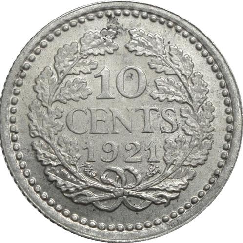 Nederland 10 cent 1921 (FDC, zilver), Postzegels en Munten, Munten | Nederland, Losse munt, 10 cent, Koningin Wilhelmina, Zilver