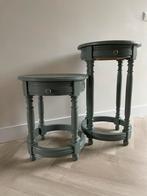 Set van 2 bijzettafels met lade, 50 tot 100 cm, Rond, Ophalen of Verzenden, Zo goed als nieuw