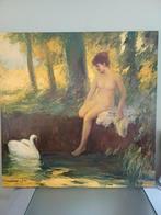 Schilderij vrouw met zwaan, Antiek en Kunst, Ophalen