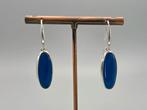 Zilveren oorbellen met edelsteen lauwe agaat. 2025/828., Hangers, Blauw, ., Nieuw