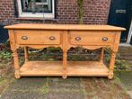 Grenen sidetable met links 1 lade en rechts 1 klep., 25 tot 50 cm, Gebruikt, Rechthoekig, Ophalen