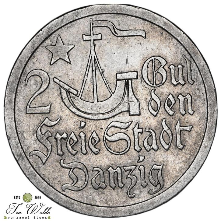 Freie Stadt Danzig 2 Gulden 1923, Postzegels en Munten, Munten | Europa | Niet-Euromunten, Losse munt, Duitsland, Zilver, Ophalen of Verzenden