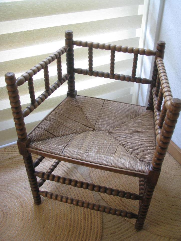 Jaren '30-'40 * Bobbin stoel + zitting origineel = bies *, Antiek en Kunst, Antiek | Meubels | Stoelen en Banken, Ophalen