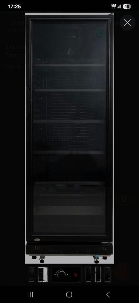 Koelkast - Exquisit ELDC350-3XLB Glasdeur Koeler, Witgoed en Apparatuur, Koelkasten en IJskasten, Nieuw, Zonder vriesvak, 200 liter of meer