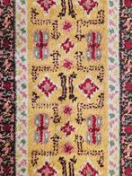 Handgemaakt Retro wol Smyrna tapijt floral geel 92x183cm, Crème, Gebruikt, Onbekend, Onbekend