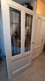Mooi zware opdekdeur met glas in lood 200,5x93, Doe-het-zelf en Verbouw, Deuren en Horren, Ophalen, Gebruikt, 80 tot 100 cm, Binnendeur