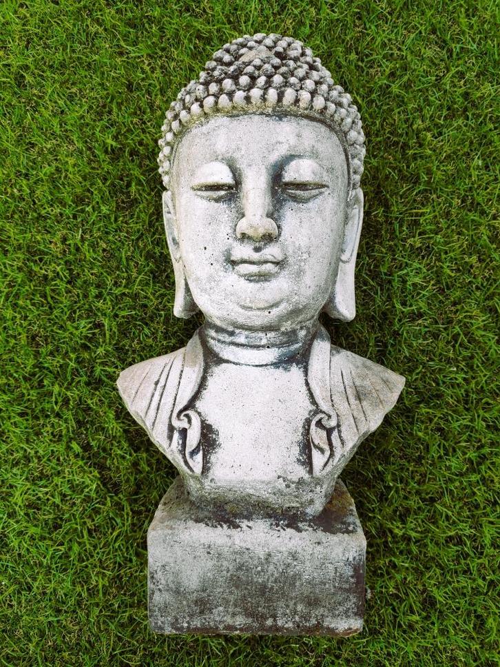 Boeddha hoofd klein d.grijs, Huis en Inrichting, Woonaccessoires | Boeddhabeelden, Ophalen