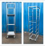 2 rvs mobiele dienbladwagens / Regaalwagen voor GN platen, Ophalen of Verzenden, Gebruikt