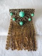 Oude broche filigraan met steentjes en franjes, Sieraden, Tassen en Uiterlijk, Antieke sieraden, Ophalen of Verzenden, Overige materialen