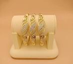 Vergulde Armbanden met Strass - Set van 3, Overige materialen, Nieuw, Ophalen of Verzenden, Goud