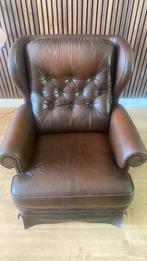 Comfortabele bruine leren stoel, Ophalen, Zo goed als nieuw, 75 tot 100 cm, Leer