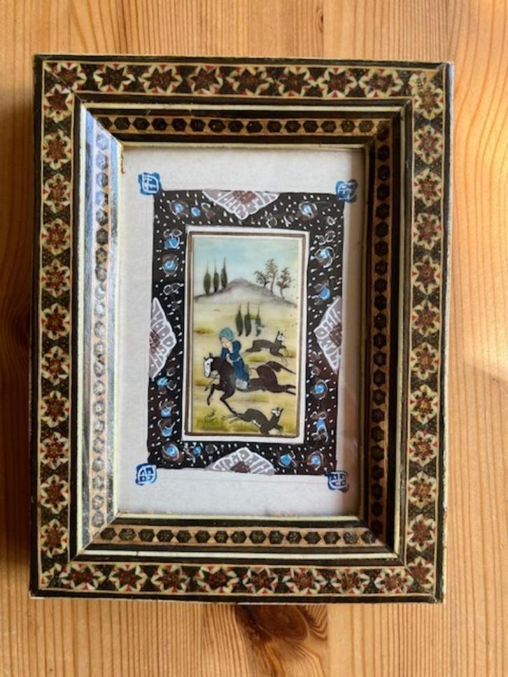 Perzische Miniatuur Schildering, Antiek en Kunst, Kunst | Niet-Westerse kunst, Ophalen of Verzenden