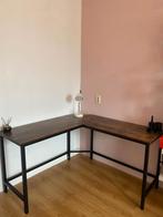 Hoekbureau (houtlook blad en, zwart metalen frame), Ophalen, Gebruikt