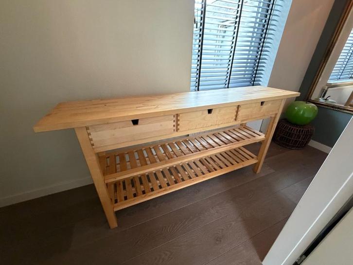 IKEA Norden sidetable Berken massief, Huis en Inrichting, Tafels | Sidetables, Zo goed als nieuw, 25 tot 50 cm, 100 tot 150 cm