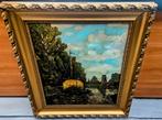 19e eeuws Polderlandschap met Molen - Barok Lijst, Antiek en Kunst, Ophalen