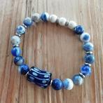 Blauwe natuursteen armband met afrikaanse glaskraal, Sieraden, Tassen en Uiterlijk, Armbanden, Nieuw, Blauw, Ophalen of Verzenden