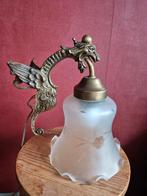 Prachtige Art Nouveau Wandlamp brons met Drakenmotief, Antiek en Kunst, Ophalen of Verzenden