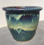 Grote 40cm geheel terracotta bloempot uniek groen geglazuurd, Gebruikt, 40 cm of meer, Rond, Minder dan 40 cm