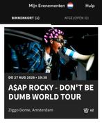 Asap Rocky Ziggo Dome staanplaatsen 2x tickets!, Twee personen, Augustus