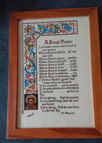 Franciscus van Assisi met Gebed - Ingelijst beschikbaar voor biedingen