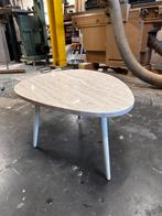 Travertin Salontafel met Crème Pootjes, Ophalen, Overige materialen, Gebruikt, 100 tot 150 cm