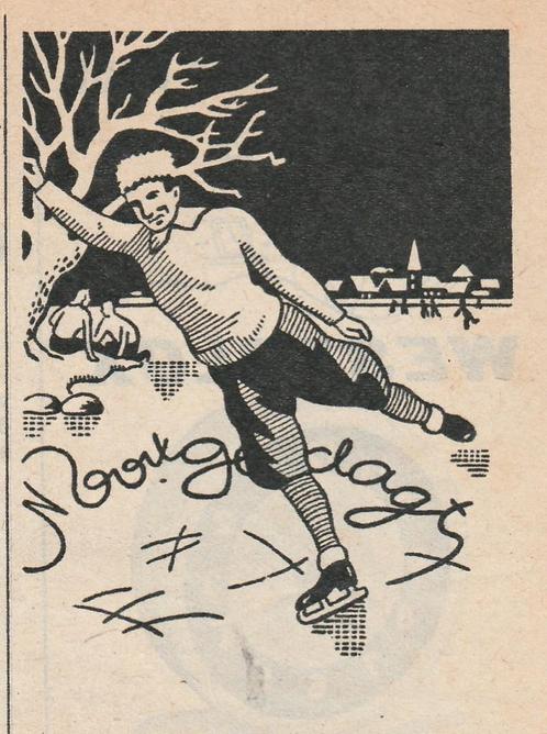 Retro reclame 1952 Nooitgedagt IJlst schaatsen winterpret, Verzamelen, Retro, Overige typen, Verzenden