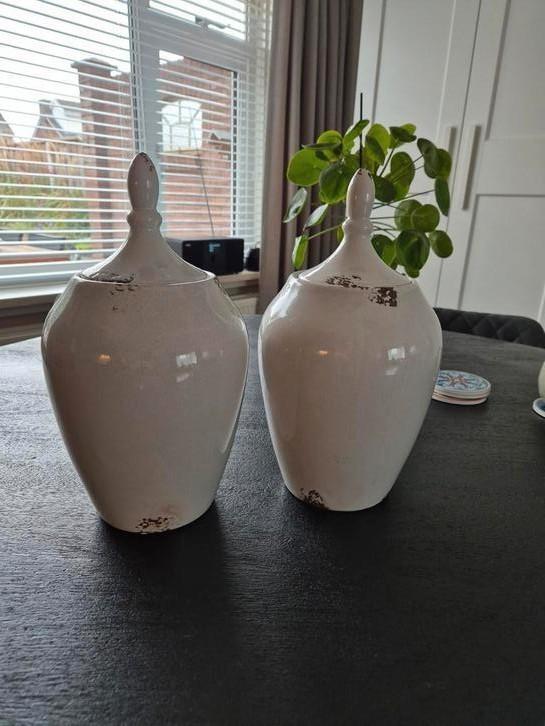 Riverdale living pot vienne antiek wit groot 2 stuks, Huis en Inrichting, Woonaccessoires | Vazen, Zo goed als nieuw, Wit, Minder dan 50 cm