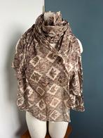 Groote dunne katoenen sjaal bruin grijs beige made in india, Kleding | Dames, Ophalen of Verzenden, Zo goed als nieuw, X, Sjaal