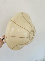 Vintage art-deco Crème Glazen Lampenkap met gouden details, Gebruikt, Ophalen of Verzenden, Crème, Ovaal