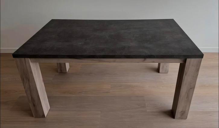 Eettafel 160 en salontafel met 2 lades betonlook, Huis en Inrichting, Tafels | Eettafels, Gebruikt, 50 tot 100 cm, 150 tot 200 cm