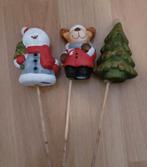 3 beeldjes op prikker, kerst, decoratie, Ophalen, Zo goed als nieuw, Figuurtje(s)