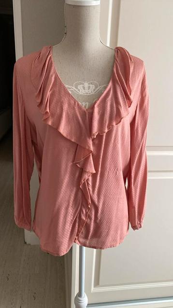 Blouse Top Met Roezelrand Maat L Roze Merk Benetton beschikbaar voor biedingen