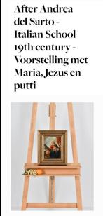 Antiek olieverf op eiken paneel met galery lijst, Antiek en Kunst, Ophalen of Verzenden