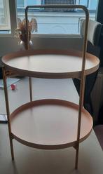 Roze met goud bijzettafeltje, Minder dan 55 cm, Gebruikt, Metaal of Aluminium, Rond