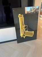 Gouden Pistool glas schilderij 120cmx90cm, Ophalen of Verzenden