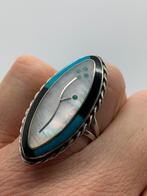 Z190 Prachtige zilveren Navajo ring maat 17,5, Sieraden, Tassen en Uiterlijk, Ophalen of Verzenden, X, Met edelsteen, Dame