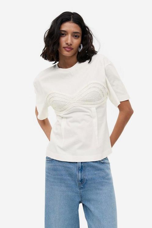 H&M shirt, Kleding | Dames, T-shirts, Nieuw, Maat 36 (S), Wit, Korte mouw, Verzenden