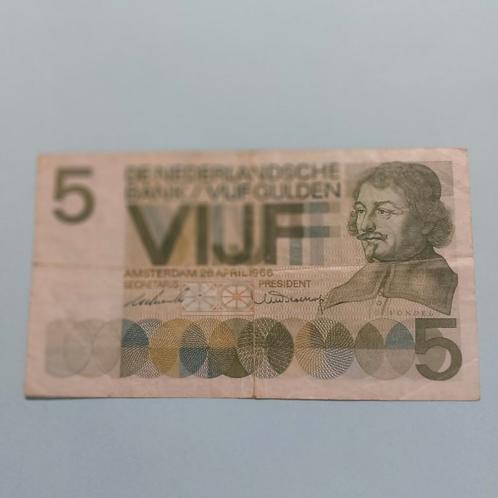 5 gulden vondel II uit 1966 In ZF
Serie nummer 6 AA 064368, Postzegels en Munten, Bankbiljetten | Nederland, Los biljet, 5 gulden