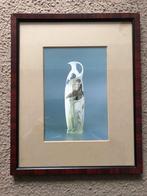 Oude lijst Vaas Vogel Iris 26 cm, Antiek en Kunst, Curiosa en Brocante, Ophalen of Verzenden