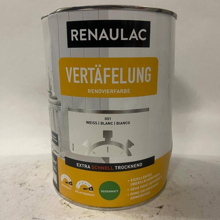 Renaulac Renovatieverf Lak Wit Halfmat Hout, Kunstof 2.5L, Doe-het-zelf en Verbouw, Verf, Beits en Lak, Nieuw, Lak, Minder dan 5 liter