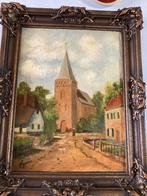 Schilderij van een kerk in een dorp Egmond, Ophalen of Verzenden