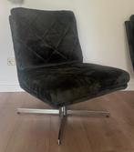 2 vintage draaistoelen, bekleedt met donkergoene velvet stof, Huis en Inrichting, Fauteuils, Ophalen, Gebruikt, Minder dan 75 cm