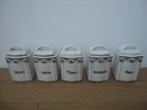 5 mooie brocante porseleinen voorraad potjes jaren 30, Ophalen of Verzenden