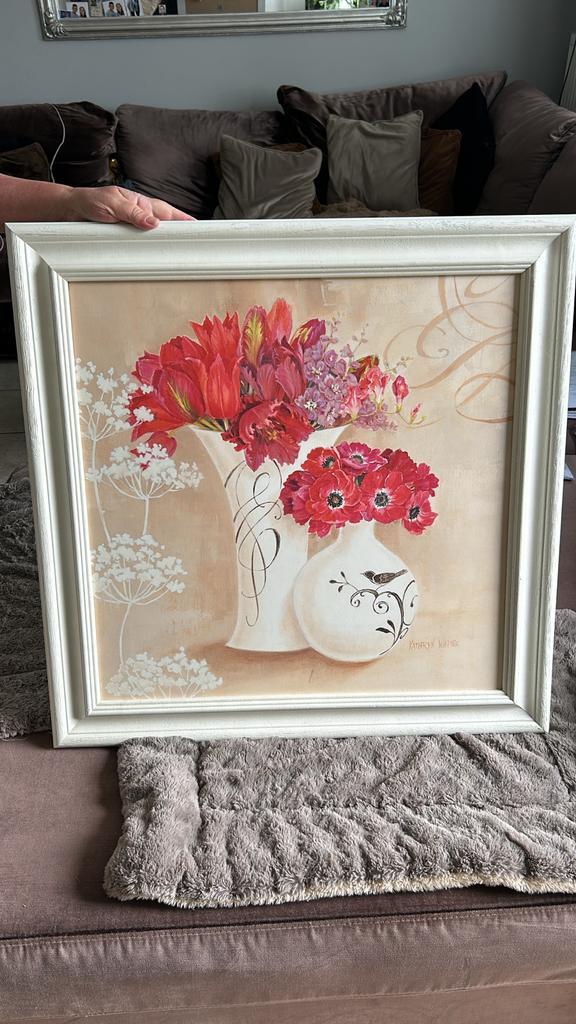 Mag weg 20 euro Bloemenstilleven Schilderij met Witte Lijst, Antiek en Kunst, Kunst | Schilderijen | Klassiek, Ophalen of Verzenden