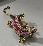 metalen broche hagedis met strass (B), Overige materialen, Nieuw, Ophalen of Verzenden, Zilver