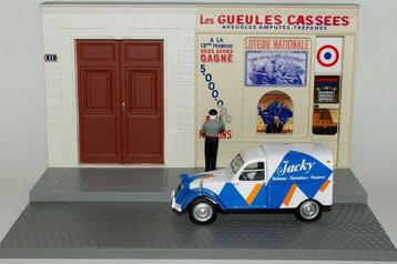Citroen 2CV AZU reclameschilder met straatdecor Altaya 1:43 beschikbaar voor biedingen